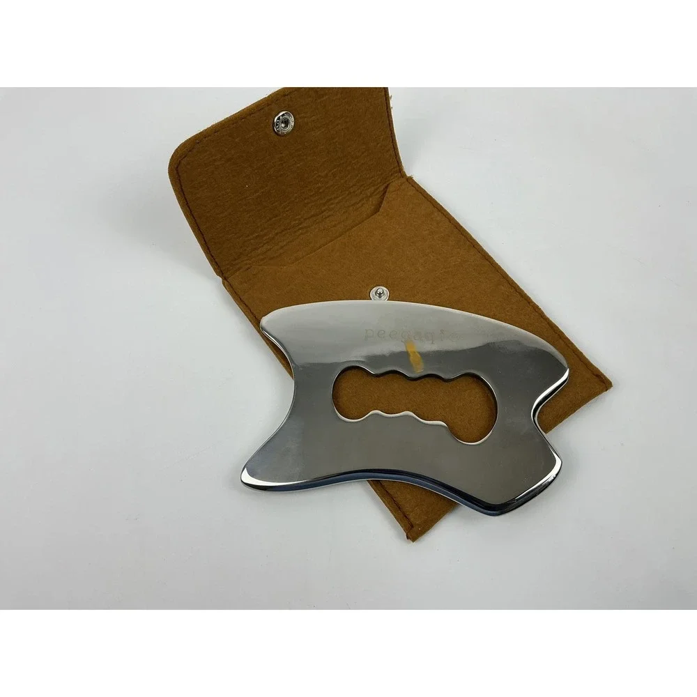 Peegaqio Stainless Steel Gua Sha Scraping Massage Tool‎ w Pouch NEW